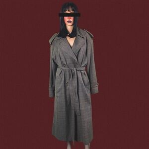 80s vintage oversized plaid trench coat